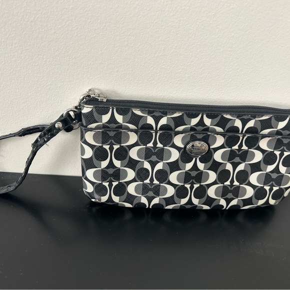 Coach Black and Gray Monogram Wristlet - Picture 1 of 6